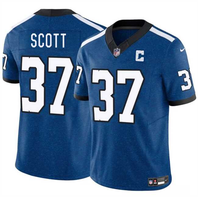 Mens Indianapolis Colts #37 Daniel Scott Blue 2025 F.U.S.E. Throwback Vapor Limited Stitched Jersey Dzhi